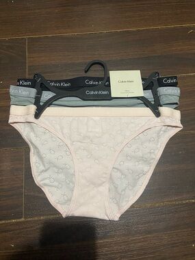 Calvin Klein women's Bikini Carousel mesh Cotton panties 3 pair S